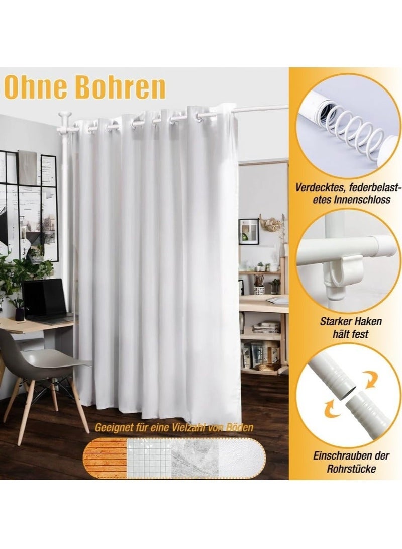 WALALLA 2 Pack Adjustable Freestanding Room Divider, Drilling Free Tension Curtain Rods, Floor to Ceiling Wall Divider Rod, Heavy Duty Partition Dividers with 2.7*2m Hanging Curtains - Image 4